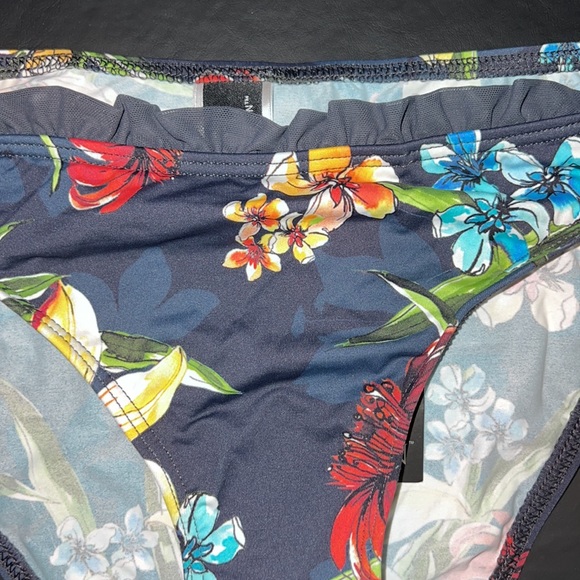 JETS by Jessika Allen Ruffle Navy Floral Tieside Bikini Bottom US Size 10 - NWT! - Picture 3 of 8